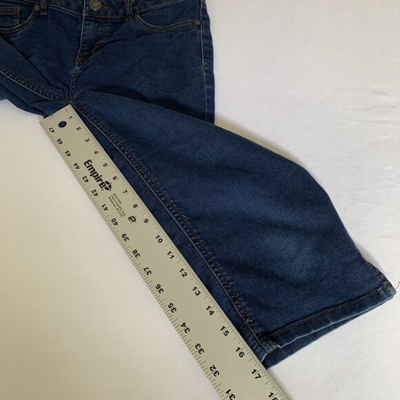 D Jeans Capri Size 4 Blue Dark Wash Denim Jeans Cropped Pockets Stretch Casual - Picture 6 of 6